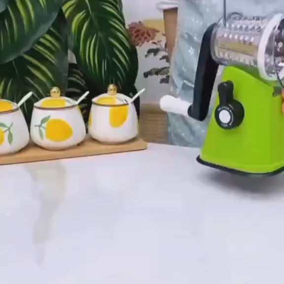 Vegetable Rotary Grater & Slicer – 3-in-1 Manual Kitchen Cutter