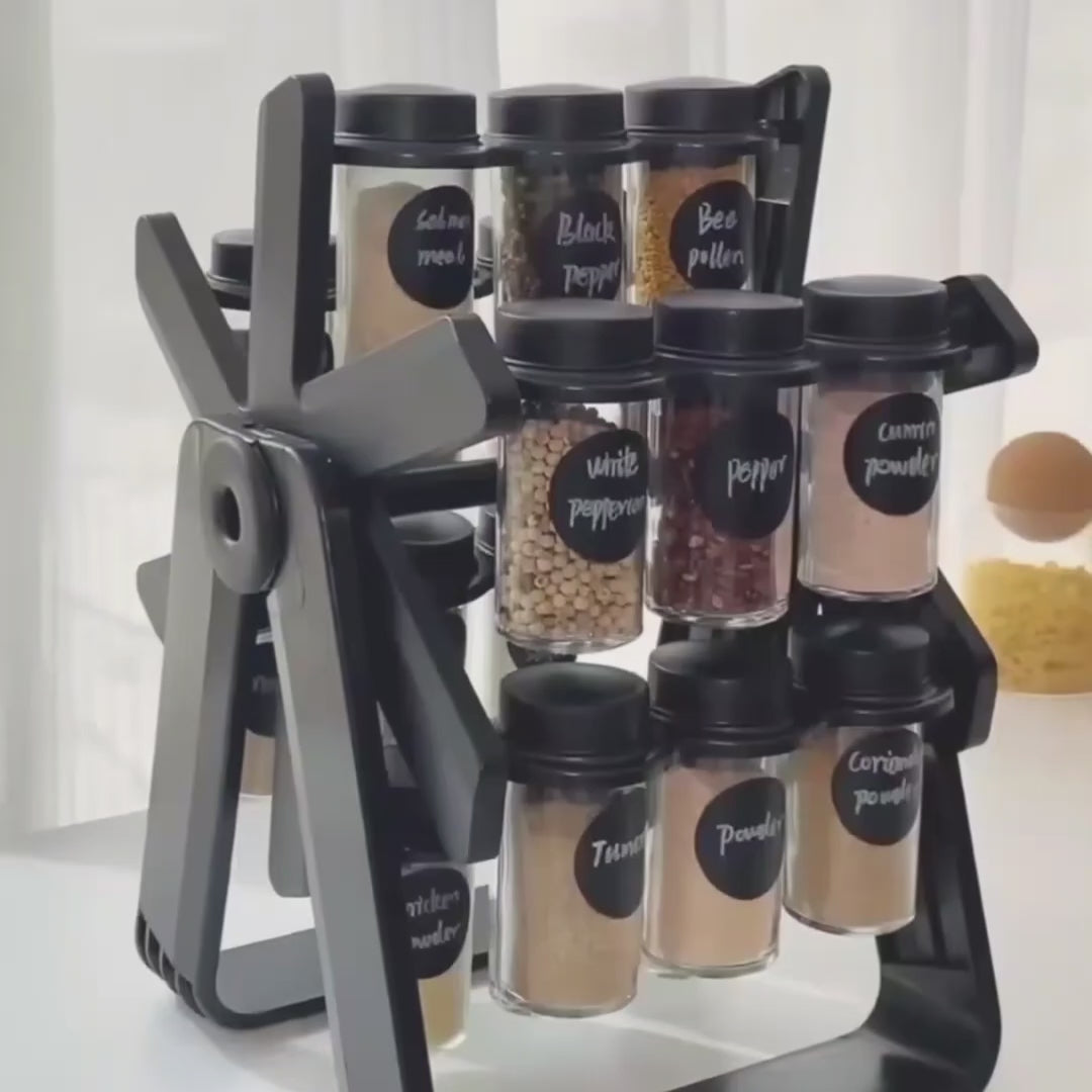 18-Jar Rotating Spice Rack – 360° Kitchen Organizer
