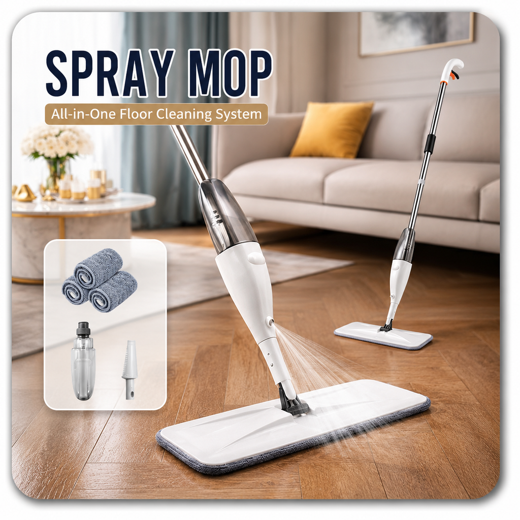 Premium Spray Mop with Refillable Water Tank & 3 Microfiber Pads