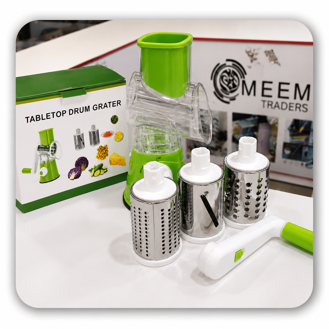 Vegetable Rotary Grater & Slicer – 3-in-1 Manual Kitchen Cutter